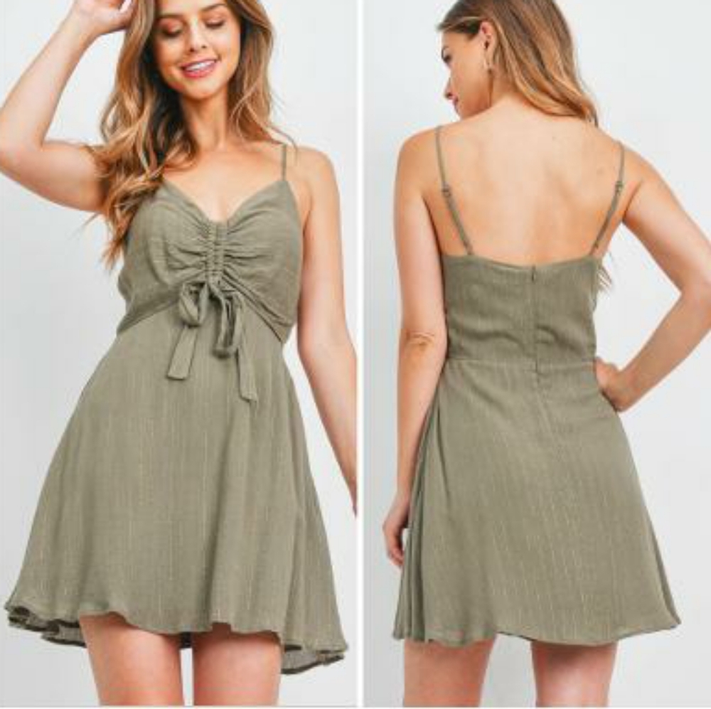 RE:NAMED Nordstrom Olive/Gold Mini Dress - Picture 8 of 8